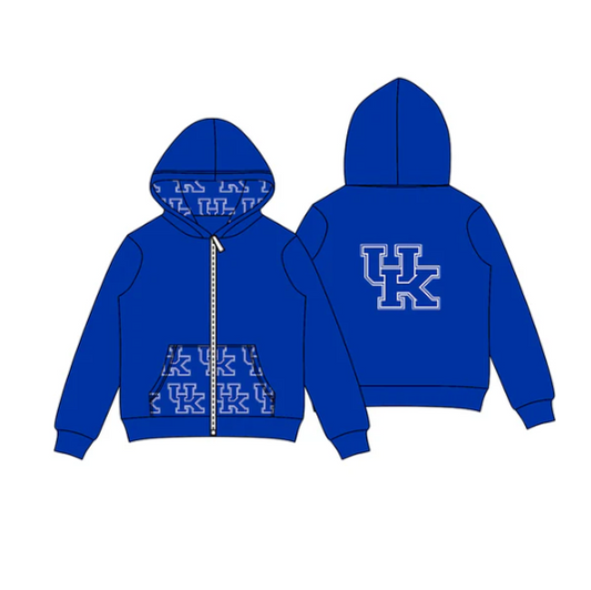 8.1 Preorder (moq 5)Baby Boys Hot Blue UK Team Pocket Zipper Hoodies Tops