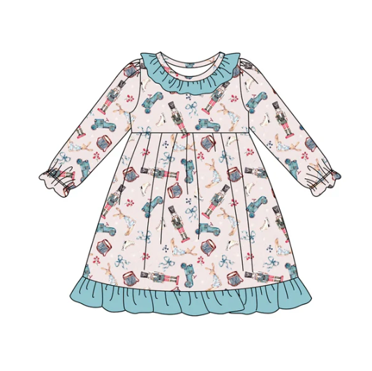 8.2 Preorder (moq 5)Baby Girls Soldiers Bows Plaid Ruffle Knee Length Dresses