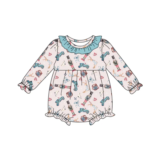 8.2 Preorder(moq 5)Baby Infant Girls Soldiers Bows Plaid Western Ruffle Rompers