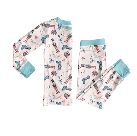8.2 Preorder (moq 5)Baby Girls Soldiers Bows Plaid Top Pant Western Pajamas Set