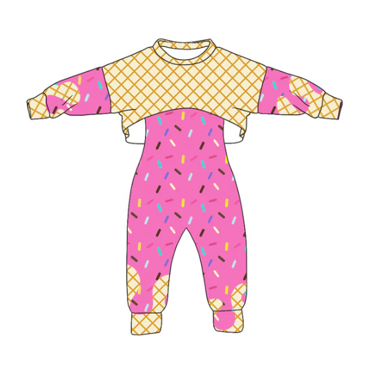 8.4 Preorder (moq 5)Baby Girls Long Sleeves Drip Shirt Top Jumpsuit 2 Piece Team Clothes Sets