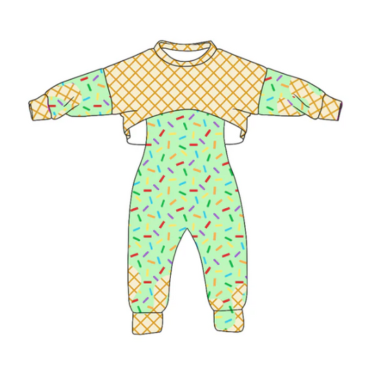 8.4 Preorder (moq 5)Baby Girls Long Sleeves Drip Shirt Top Jumpsuit 2 Piece Team Clothes Sets