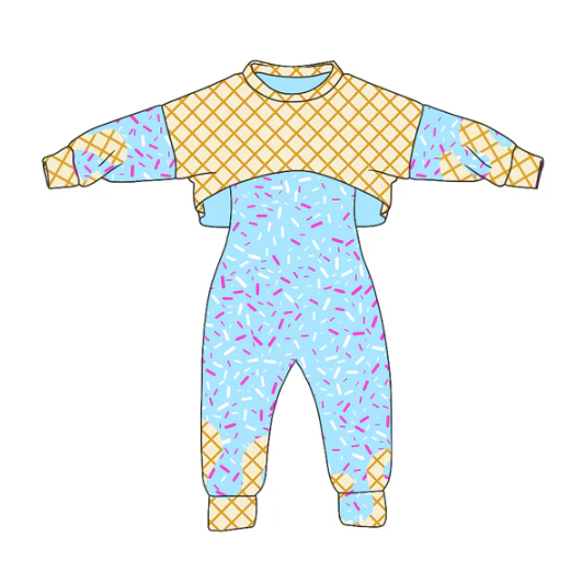 8.4 Preorder (moq 5)Baby Girls Long Sleeves Drip Shirt Top Jumpsuit 2 Piece Team Clothes Sets