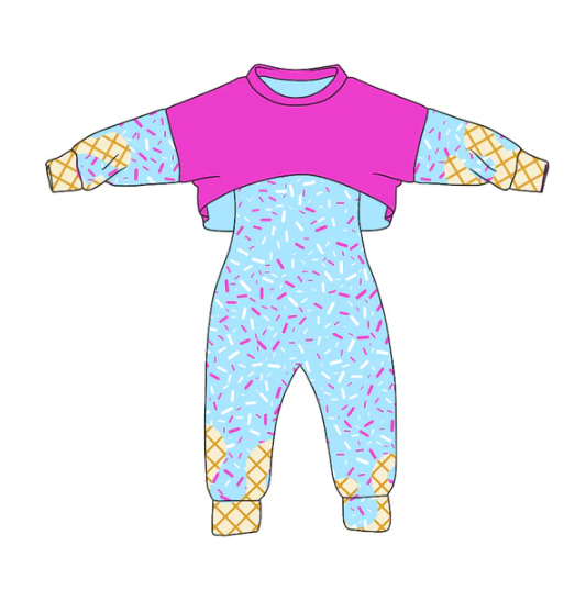 8.4 Preorder (moq 5)Baby Girls Long Sleeves Drip Shirt Top Jumpsuit 2 Piece Team Clothes Sets