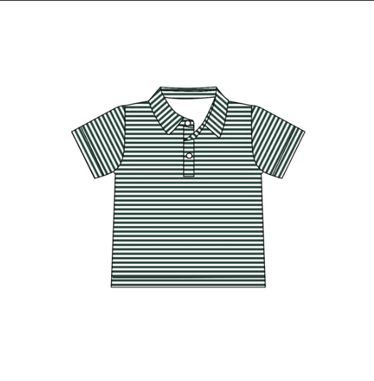 8.4 Preorder(moq 5) Baby Boys Green Stripes Team Short Sleeve Tee Pullovers Shirts Tops