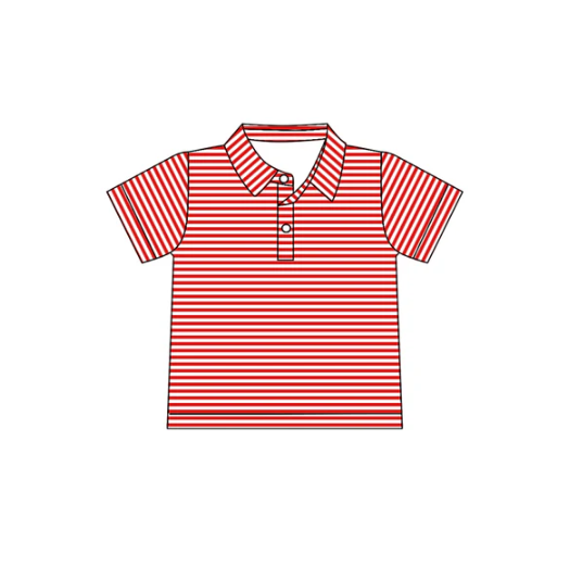 8.4 Preorder(moq 5) Baby Boys Red Stripes Team Short Sleeve Tee Pullovers Shirts Tops
