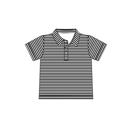 8.4 Preorder(moq 5) Baby Boys Black Stripes Team Short Sleeve Tee Pullovers Shirts Tops