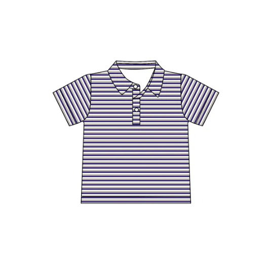 8.4 Preorder(moq 5) Baby Boys Purple Stripes Team Short Sleeve Tee Pullovers Shirts Tops
