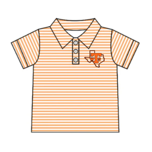 8.4 Preorder(moq 5) Baby Boys Orange Stripes West Sabine Team Short Sleeve Tee Pullovers Shirts Tops