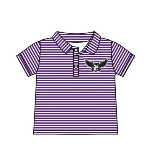8.4 Preorder(moq 5) Baby Boys Purple Stripes Owls Team Short Sleeve Tee Pullovers Shirts Tops