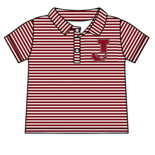 8.4 Preorder(moq 5) Baby Boys Maroon Stripes Jasper Team Short Sleeve Tee Pullovers Shirts Tops
