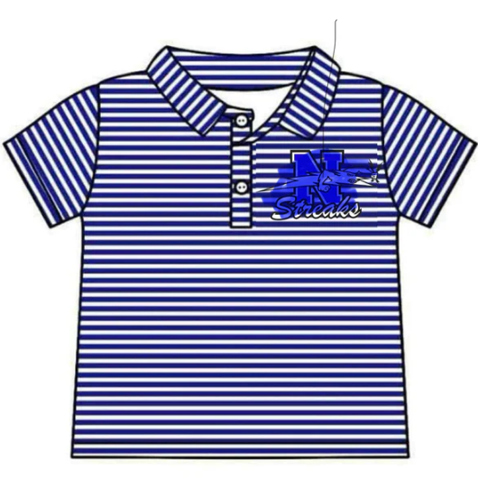 8.4 Preorder(moq 5) Baby Boys Plain Blue Stripes Team Short Sleeve Tee Pullovers Shirts Tops