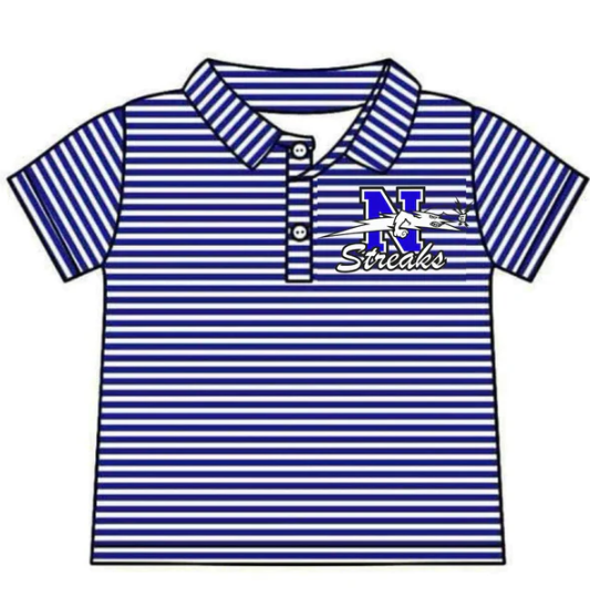 8.4 Preorder(moq 5) Baby Boys Blue Stripes Streaks Team Short Sleeve Tee Pullovers Shirts Tops