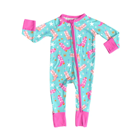 8.4 Preorder(moq 5)Baby Infant Boys Flower Boots Stars Zipper Rompers