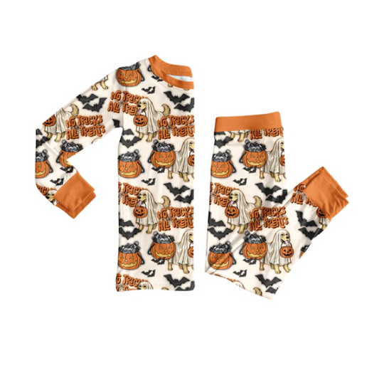 8.5 Preorder (moq 5)Baby Girls Ghost Pumpkins Top Pant Halloween Pajamas Set