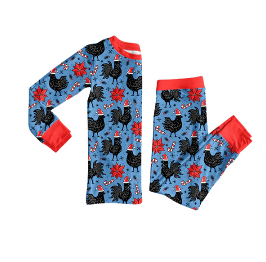 8.5 Preorder (moq 5)Baby Girls Christmas Hats Chicks Top Pant Pajamas Set