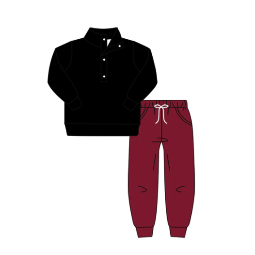 8.6 preorder(moq 5) Baby Boys Fall Football Team Black Pullover Top Pants Clothing Sets