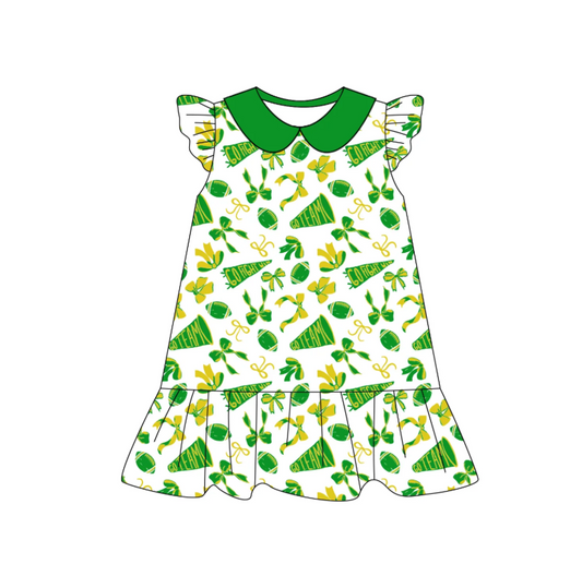 8.5 Preorder (moq 5)Baby Girls Light Green flutter sleeve Team Knee Length Dresses