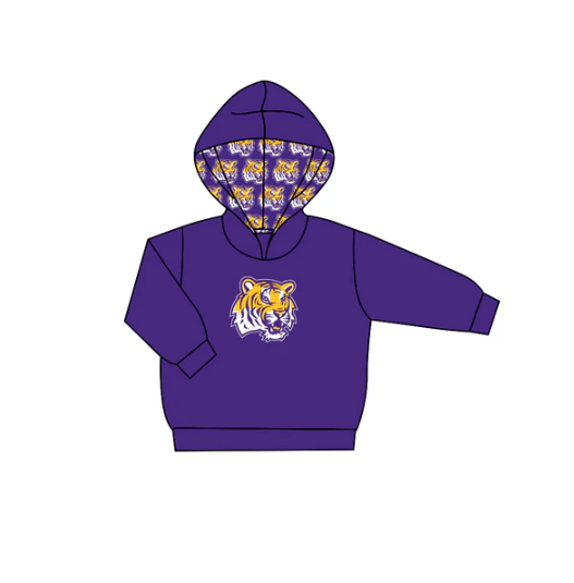 8.6 Preorder (moq 5)Baby Boys Purple Long Sleeves Tigers Team Hoodies Top