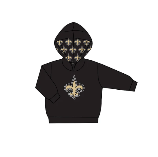 8.6 Preorder (moq 5)Baby Boys Black Long Sleeves Trident Team Hoodies Top