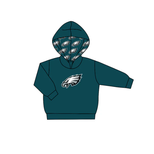 8.6 Preorder (moq 5)Baby Boys Dark Green Long Sleeve Eagle Team Hoodies Top