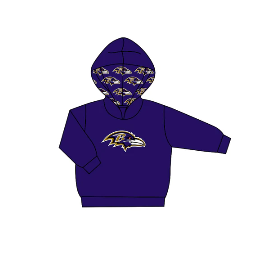 8.6 Preorder (moq 5)Baby Boys Purple Long Sleeve B Eagle Team Hoodies Top