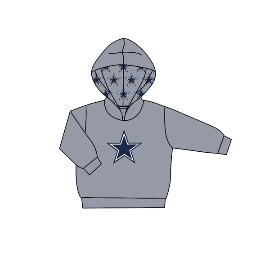 8.6 Preorder (moq 5)Baby Boys Gray Long Sleeve Stars Team Hoodies Top