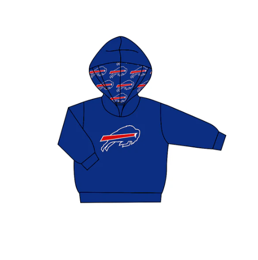 8.6 Preorder (moq 5)Baby Boys Hot Blue Long Sleeve Bull Team Hoodies Top