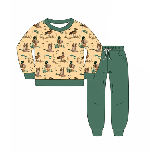 8.8 Preorder(moq 5) Baby Boys Ducks Shirts Top Pockets Legging Pants Western Set