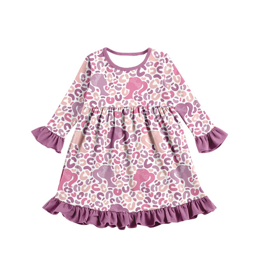 8.9 Baby Girls Doll Leopard Cartoon Knee Length Dresses preorder(moq 5)