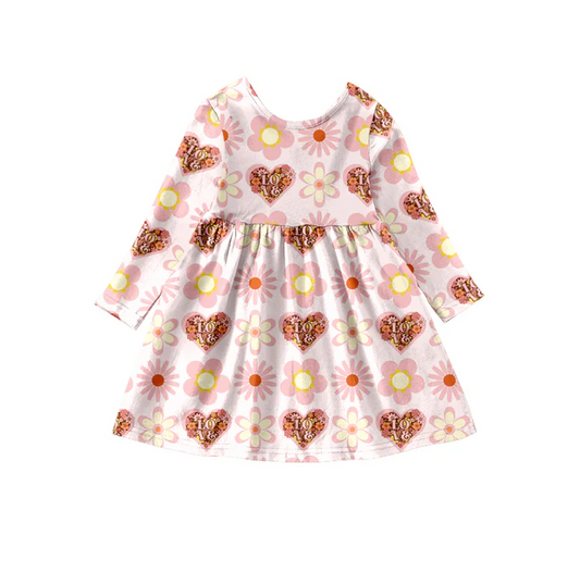 8.9 Baby Girls Love Flowers Knee Length Dresses preorder(moq 5)