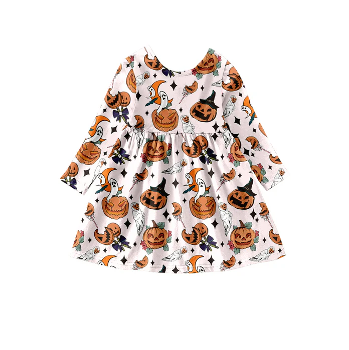 8.9 Baby Girls Fashion Pumpkin Ghost A-Line Dresses preorder(moq 5)