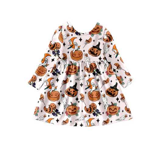 8.9 Baby Girls Fashion Pumpkin Ghost A-Line Dresses preorder(moq 5)