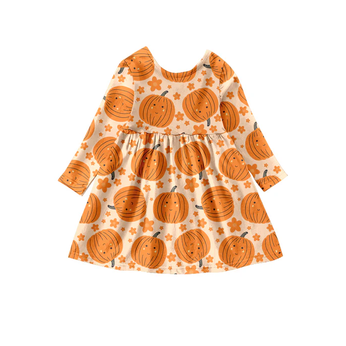 8.9 Baby Girls Fashion Pumpkin Flowers A-Line Dresses preorder(moq 5)