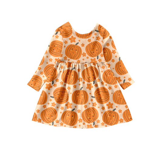8.9 Baby Girls Fashion Pumpkin Flowers A-Line Dresses preorder(moq 5)