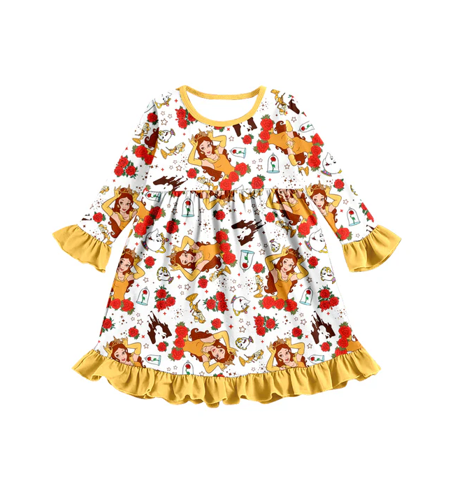 8.9 Baby Girls Princess Rose Knee Length Dresses preorder(moq 5)