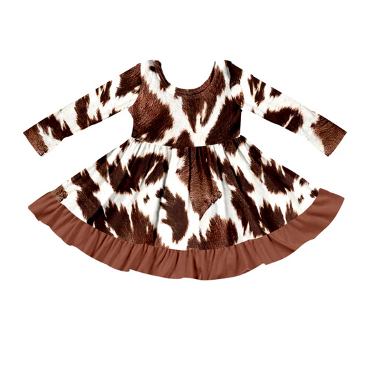 8.9 Baby Girls Cowhide Twirl Knee Length Dresses preorder(moq 5)