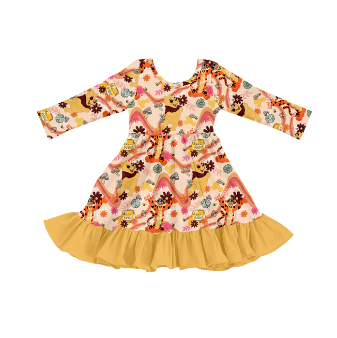8.9 Baby Girls Bear Tiger Knee Length Dresses preorder(moq 5)