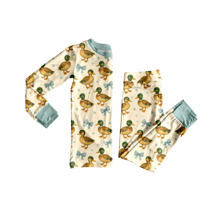 8.11 Preorder(moq 5) Baby Kids Cute Mallard Ducks Top Pants Lounge Wear Pajamas Sets