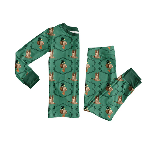 8.11 Preorder(moq 5) Baby Boys Mallard Ducks Green Hunting Top Pants Lounge Wear Pajamas Sets