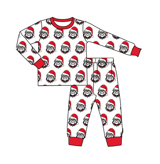 8.12 Preorder(moq 5) Baby Kids Bulldogs Team Christmas Top Pants Lounge Wear Pajamas Sets
