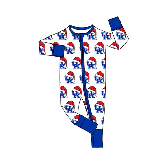 8.12 Preorder(moq 5)Baby Infant UK Team Team Christmas Zipper Footie Rompers