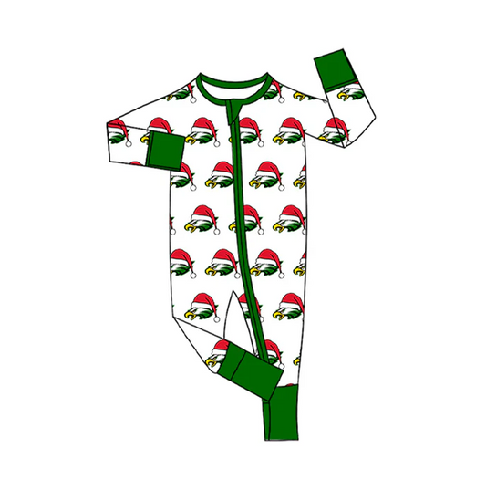 8.12 Preorder(moq 5)Baby Infant Eagle Team Christmas Zipper Footie Rompers