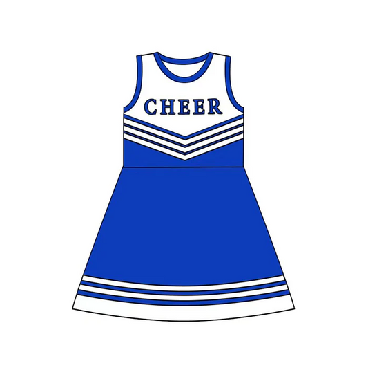 8.12 Preorder (moq 5)Baby Girls Blue Cheer Team Knee Length Dresses