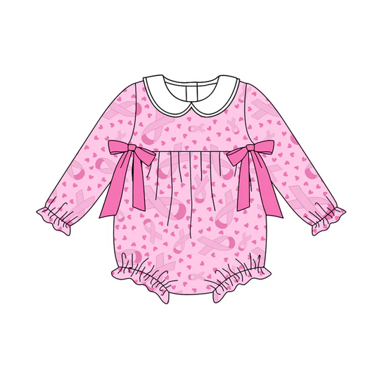 8.12 Preorder(moq 5)Baby Girls Wear Pink In Oct Bows Rompers