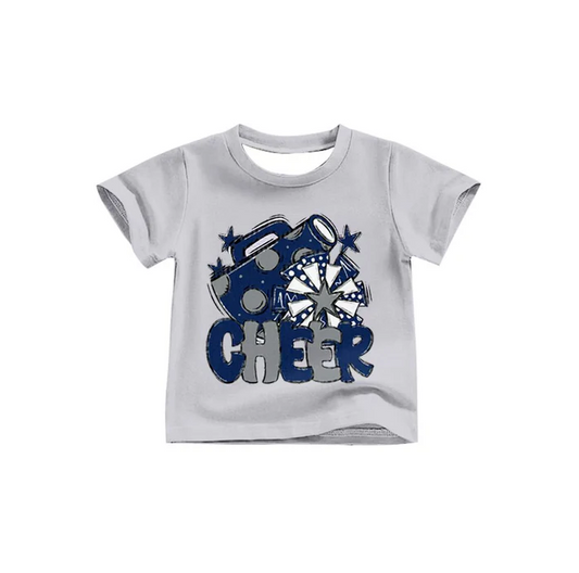 8.13 Preorder (moq 5)Baby Girls Blue Cheer Team Short Sleeve Tee Shirts Tops
