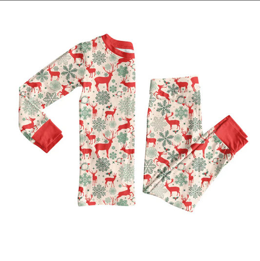 8.13 Preorder(moq 5) Baby Boys Christmas Deer Snowflake Top Pants Lounge Wear Pajamas Sets