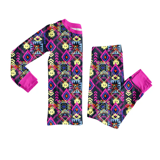 8.13 Preorder(moq 5) Baby Girls Aztec Western Top Pants Lounge Wear Pajamas Sets