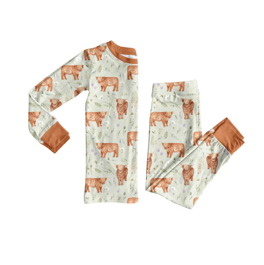 8.13 Preorder(moq 5) Baby Boys Western Cows Top Pants Lounge Wear Pajamas Sets