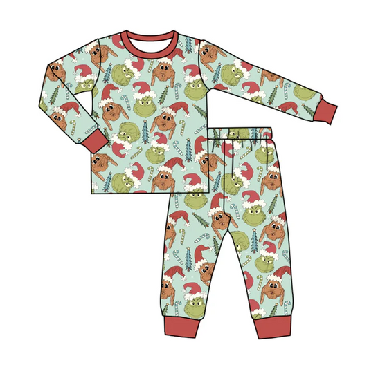 8.13 Preorder(moq 5) Baby Girls Christmas Dogs Frogs Top Pants Lounge Wear Pajamas Sets